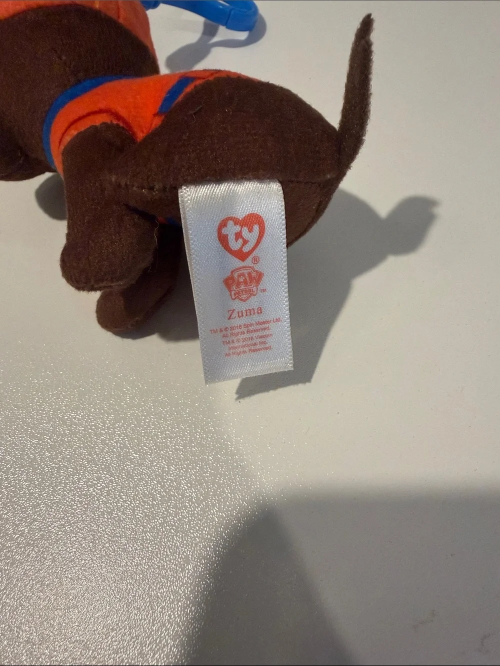 Ty Paw Patrol Zuma 4 inch clip- Orange Helmet & Brown Body
